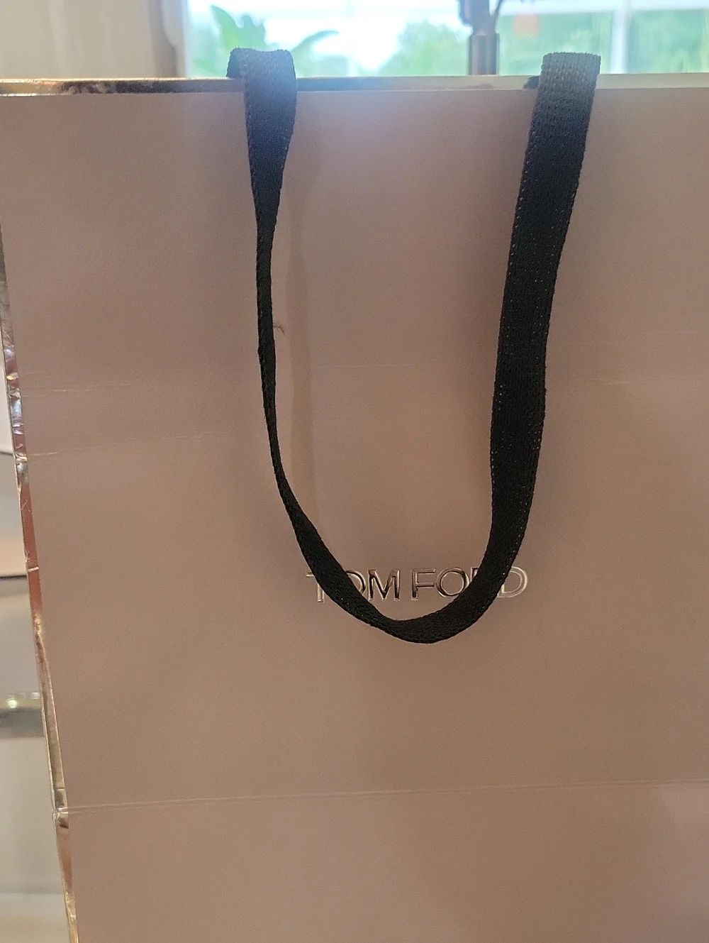 Tom Ford Men’s Tote Bag in Pale Pink with Black Handles